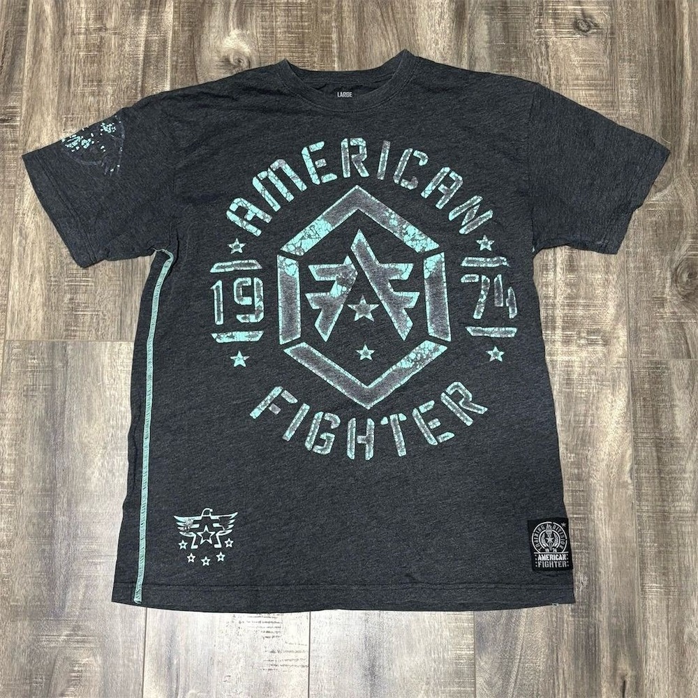American Fighter Men's Gray Graphic Print T-Shirt Size L MMA UFC‎